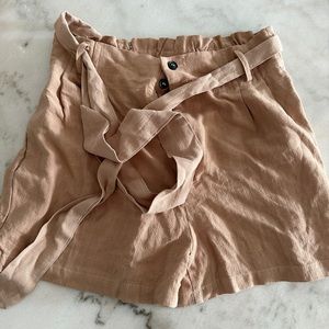 Pink lily tan paper bag shorts size medium
